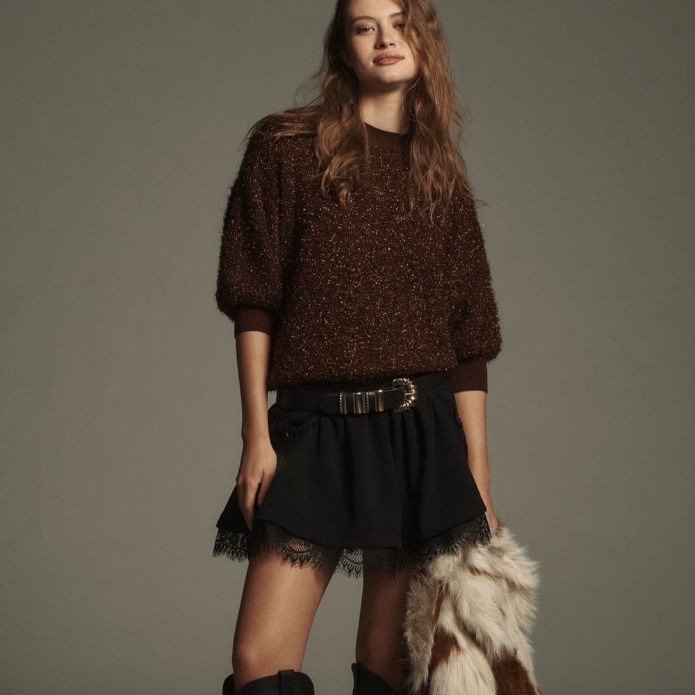 Anthropologie Brown Crew Neck Sweater